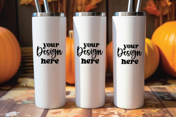 20 Oz Skinny Fall Tumbler Mockup 2 Graphics & Bottles Amp