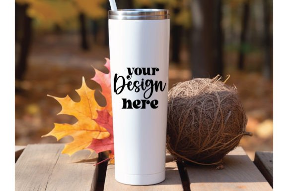 20 Oz Skinny Fall Tumbler Mockup: Graphics & Bottles Amp