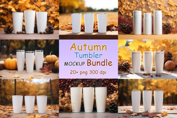 Autumn Tumbler Mockup Bundle: Graphics & Mugs Amp