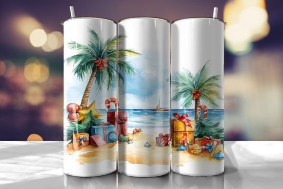 Beach Christmas Tumbler Wrap 5 Graphics & Tumbler Wraps
