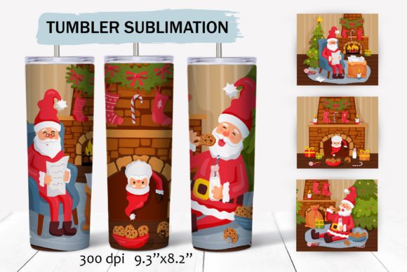 Christmas Santa Claus Tumbler Wraps: Graphics for Crafts