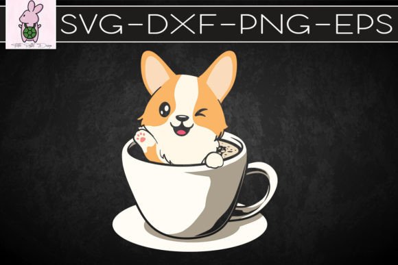 Corgi in Coffee Cup Funny Dog Lover Gift for Graphics & Crafts