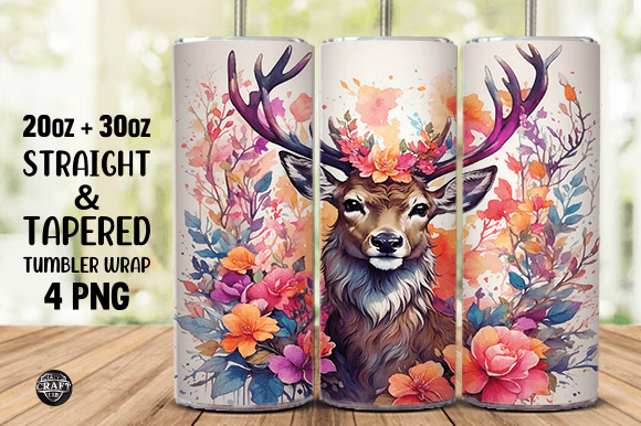 Deer Christmas Tumbler Wrap 20oz PNG: Graphics for Tumbler Wraps