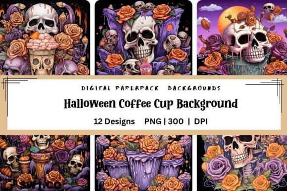 Halloween Coffee Cup Background Graphics & Backgrounds