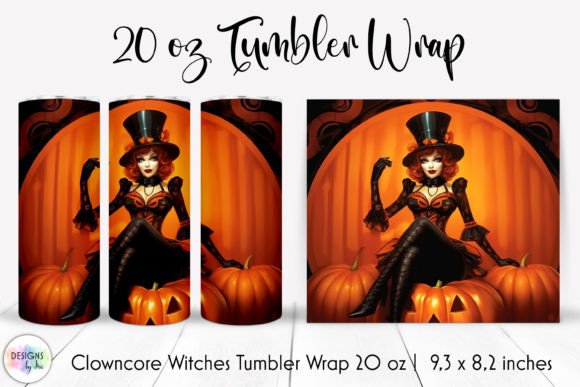 Halloween Glamorous Pin Up Clown Tumbler: Graphics & Tumbler Wraps