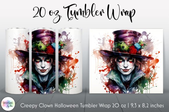 Halloween Tumbler with Creepy Clown Face: Graphics & Tumbler Wraps