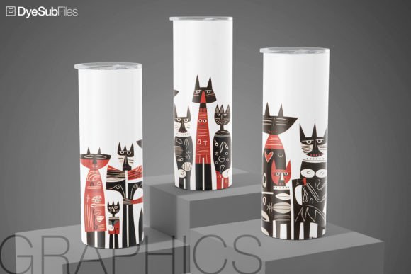 Picasso Inspired Cat Family Tumbler Wraps & Graphics