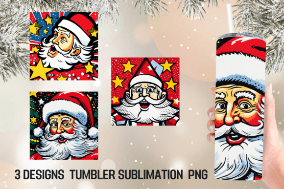 Pop Art Santa Claus Tumbler Wrap: Graphics for Crafts-Driven Brands