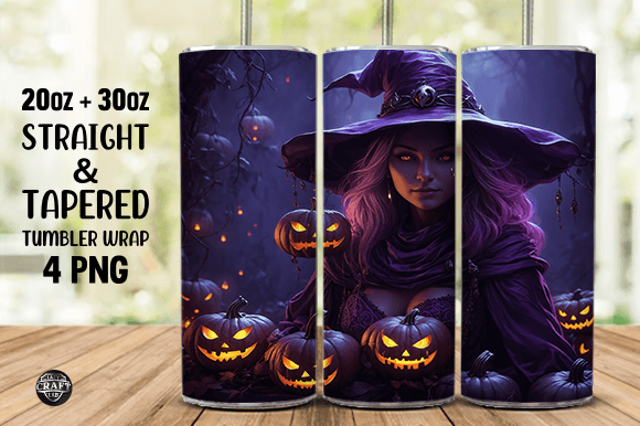 Purple Witch Tumbler Wrap Sublimation Graphics