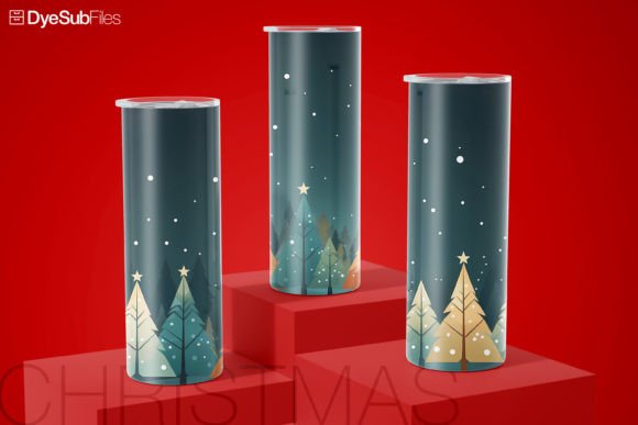 Retro Christmas Trees Tumbler Wraps & Graphics