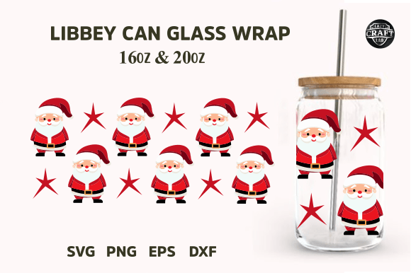 Santa Christmas Can Glass 16oz Wrap SVG: Tumbler Wraps Graphics Review