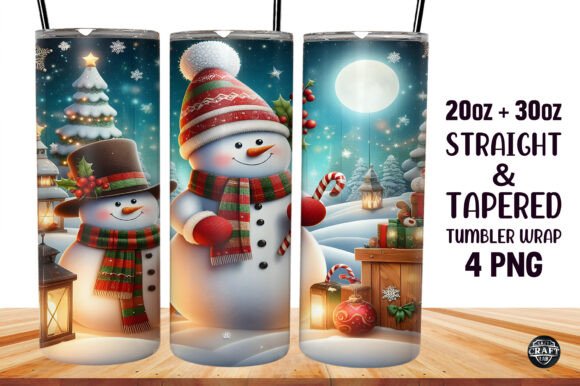Snowman Christmas Tumbler Wrap 20oz Subl Graphics