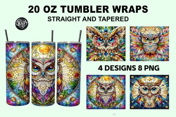 Stained Glass Owl Tumbler Wrap: Graphics for Tumbler Wraps