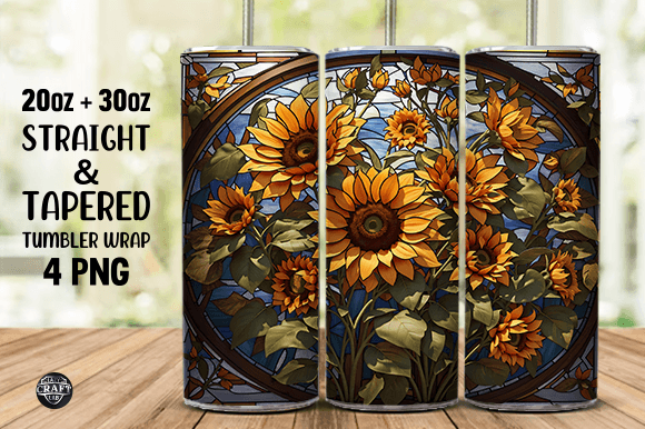 Sunflower for Stained Glass Tumbler Wrap