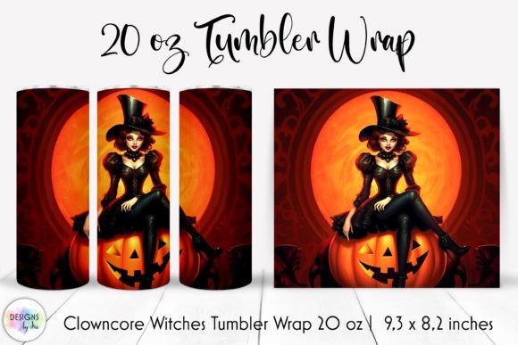 Vintage Halloween Clowness Tumbler Wrap Graphics
