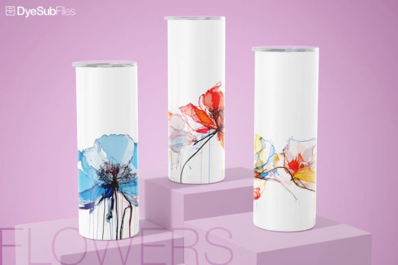 Watercolor Flower Tumbler 20oz Wrap Graphics