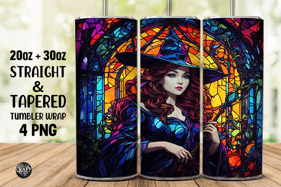 Witch Stained Glass Tumbler Wrap 20oz Graphics